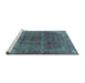 Sideview of Machine Washable Oriental Turquoise Industrial Area Rugs, wshurb1738turq