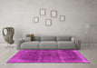 Machine Washable Oriental Pink Industrial Rug in a Living Room, wshurb1738pnk