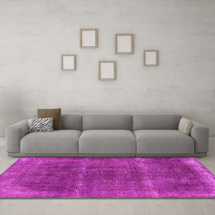Machine Washable Oriental Pink Industrial Rug in a Living Room, wshurb1738pnk