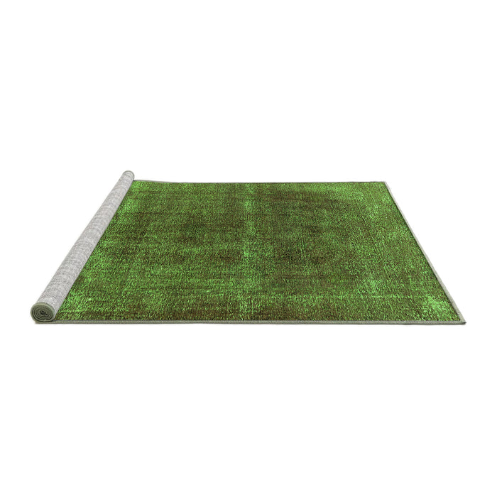 Sideview of Machine Washable Oriental Green Industrial Area Rugs, wshurb1738grn