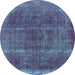 Round Oriental Light Blue Industrial Rug, urb1738lblu