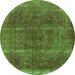 Round Oriental Green Industrial Rug, urb1738grn