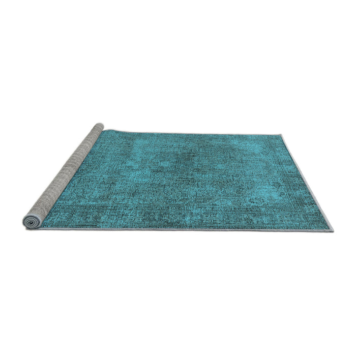 Sideview of Machine Washable Oriental Light Blue Industrial Rug, wshurb1739lblu