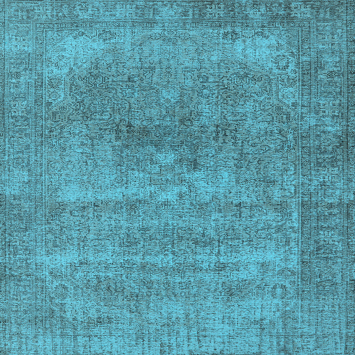 Square Machine Washable Oriental Light Blue Industrial Rug, wshurb1739lblu