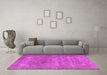 Machine Washable Oriental Pink Industrial Rug in a Living Room, wshurb1739pnk