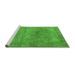 Sideview of Machine Washable Oriental Green Industrial Area Rugs, wshurb1739grn