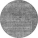 Round Machine Washable Oriental Gray Industrial Rug, wshurb1739gry