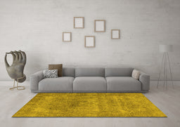 Machine Washable Oriental Yellow Industrial Rug in a Living Room, wshurb1739yw