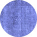 Round Oriental Blue Industrial Rug, urb1739blu