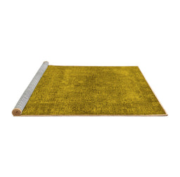 Sideview of Machine Washable Oriental Yellow Industrial Rug, wshurb1739yw