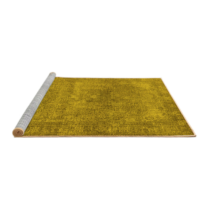 Sideview of Machine Washable Oriental Yellow Industrial Rug, wshurb1739yw