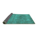 Sideview of Oriental Turquoise Industrial Rug, urb1739turq