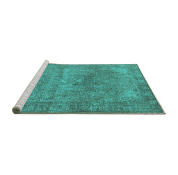 Sideview of Machine Washable Oriental Turquoise Industrial Area Rugs, wshurb1739turq
