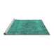 Sideview of Machine Washable Oriental Turquoise Industrial Area Rugs, wshurb1739turq