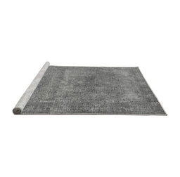 Sideview of Machine Washable Oriental Gray Industrial Rug, wshurb1739gry