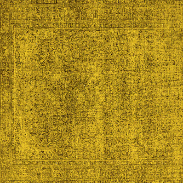 Square Machine Washable Oriental Yellow Industrial Rug, wshurb1739yw