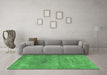 Machine Washable Oriental Emerald Green Industrial Area Rugs in a Living Room,, wshurb1739emgrn