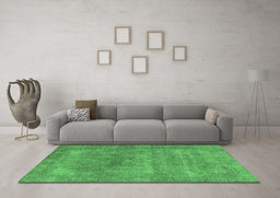 Machine Washable Oriental Emerald Green Industrial Area Rugs in a Living Room,, wshurb1739emgrn