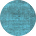 Round Oriental Light Blue Industrial Rug, urb1739lblu