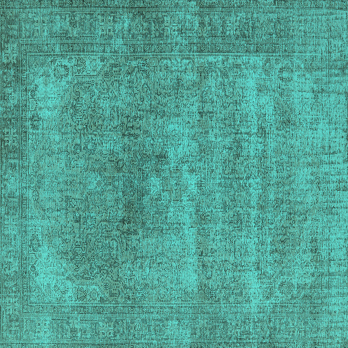 Square Oriental Turquoise Industrial Rug, urb1739turq