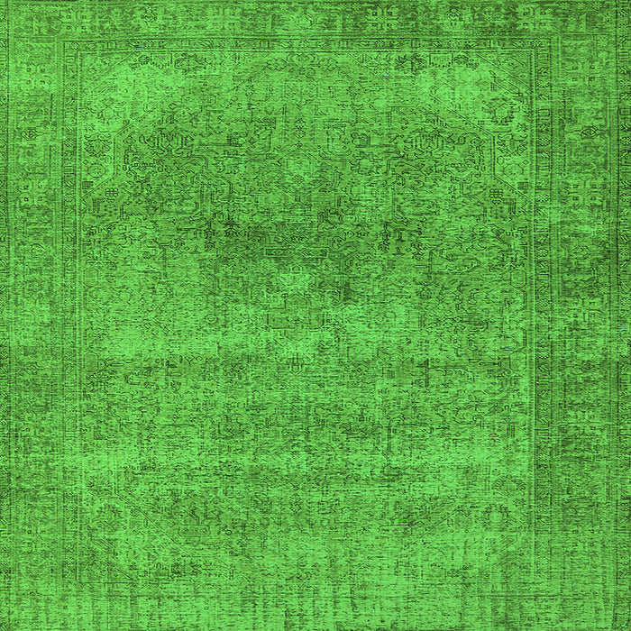 Square Machine Washable Oriental Green Industrial Area Rugs, wshurb1739grn