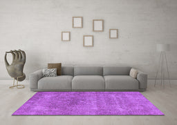 Machine Washable Oriental Purple Industrial Area Rugs in a Living Room, wshurb1739pur