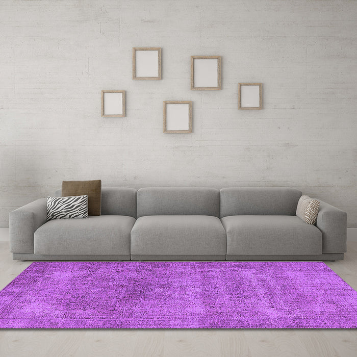 Machine Washable Oriental Purple Industrial Area Rugs in a Living Room, wshurb1739pur