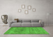 Machine Washable Oriental Green Industrial Area Rugs in a Living Room,, wshurb1739grn