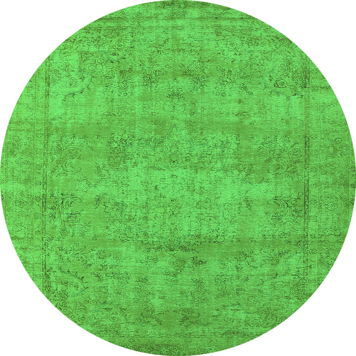 Round Oriental Green Industrial Rug, urb1740grn