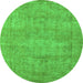 Round Oriental Green Industrial Rug, urb1740grn