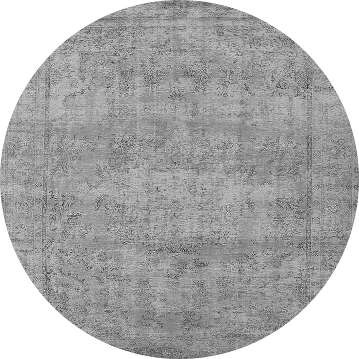 Round Machine Washable Oriental Gray Industrial Rug, wshurb1740gry