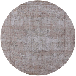 Round Mid-Century Modern Rose Purple Oriental Rug, urb1740