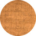 Round Machine Washable Oriental Orange Industrial Area Rugs, wshurb1740org