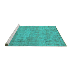 Sideview of Machine Washable Oriental Turquoise Industrial Area Rugs, wshurb1740turq