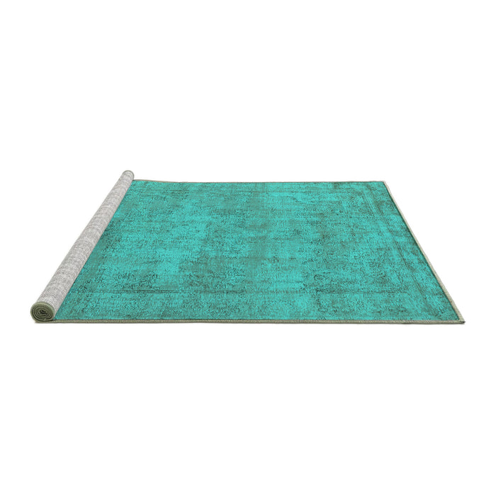 Sideview of Machine Washable Oriental Turquoise Industrial Area Rugs, wshurb1740turq