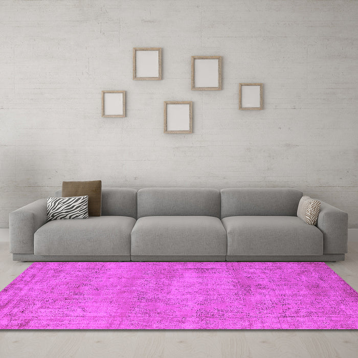 Machine Washable Oriental Pink Industrial Rug in a Living Room, wshurb1740pnk