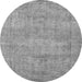 Round Oriental Gray Industrial Rug, urb1740gry