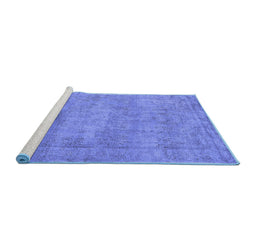 Sideview of Machine Washable Oriental Blue Industrial Rug, wshurb1740blu