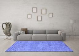 Machine Washable Oriental Blue Industrial Rug in a Living Room, wshurb1740blu
