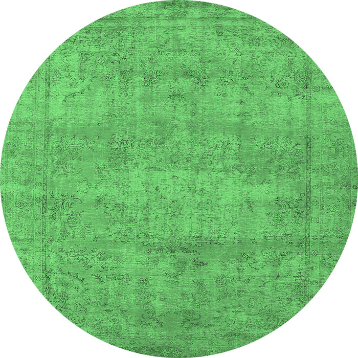 Round Oriental Emerald Green Industrial Rug, urb1740emgrn