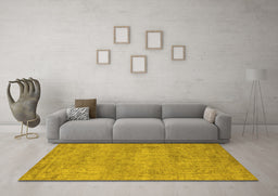 Machine Washable Oriental Yellow Industrial Rug in a Living Room, wshurb1740yw