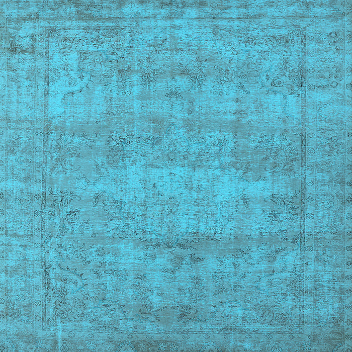 Square Machine Washable Oriental Light Blue Industrial Rug, wshurb1740lblu
