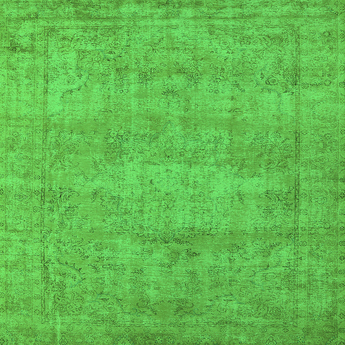 Square Machine Washable Oriental Green Industrial Area Rugs, wshurb1740grn