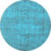 Round Oriental Light Blue Industrial Rug, urb1740lblu