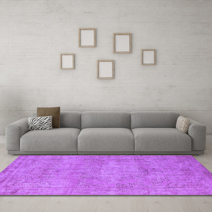 Machine Washable Oriental Purple Industrial Area Rugs in a Living Room, wshurb1740pur