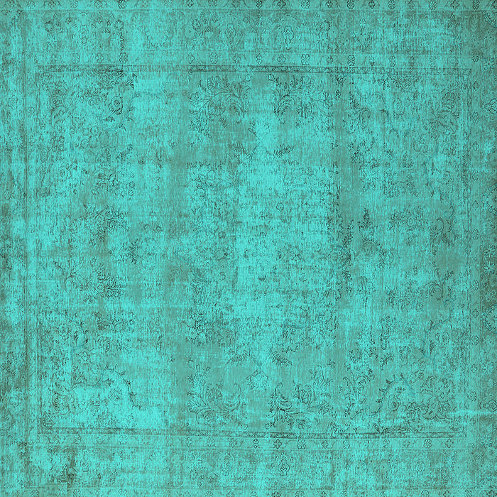 Square Machine Washable Oriental Turquoise Industrial Area Rugs, wshurb1740turq