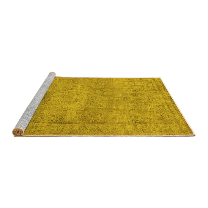 Sideview of Machine Washable Oriental Yellow Industrial Rug, wshurb1740yw