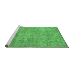 Sideview of Machine Washable Oriental Emerald Green Industrial Area Rugs, wshurb1740emgrn