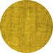 Round Oriental Yellow Industrial Rug, urb1740yw