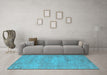 Machine Washable Oriental Light Blue Industrial Rug in a Living Room, wshurb1740lblu